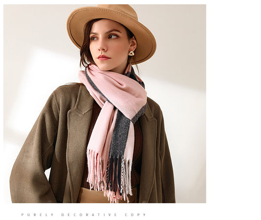 Bufanda de Imitación Cashmere con Rayas Suave - Abrigo Cálido y Elegante - Image 12