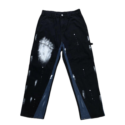 Jeans Rectos Cintura Alta Tie-Dye Degradado Efecto Salpicado Harajuku - Image 5