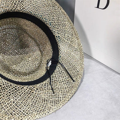Sombrero de Paja Retro Británico para Mujer con Ala Plana - Image 15