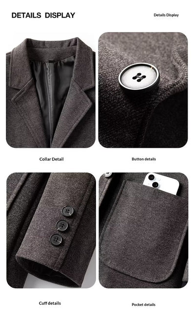 Blazer de Lana Suelta Gris Oscuro para Hombre - Elegancia Casual Profesional - Image 9