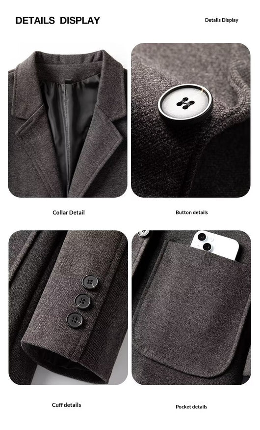 Blazer de Lana Suelta Gris Oscuro para Hombre - Elegancia Casual Profesional - Image 9