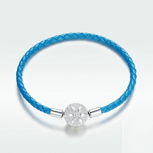 Pulsera de Plata 925 con Cuerda de Cuero Azul Trenzada - Image 2