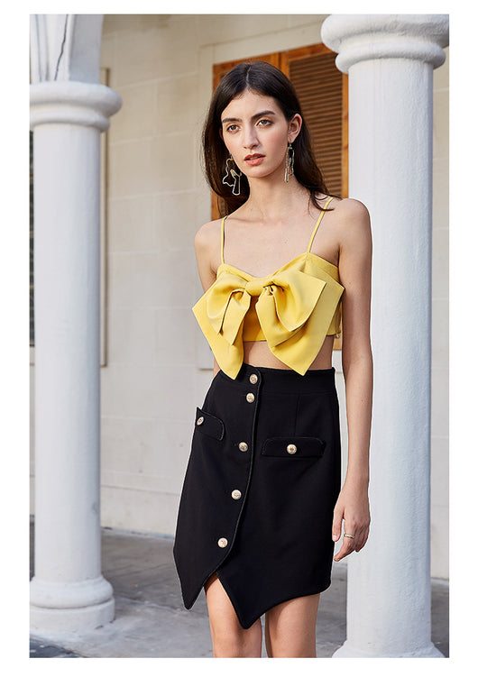 Top Halter Amarillo con Lazo y Detalle de Hombro - Image 13