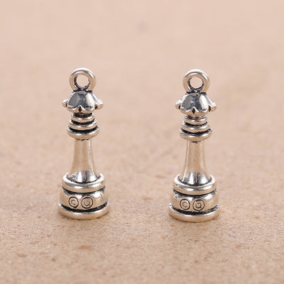 Colgante Ajedrez Plata Antigua - Accesorio de Aleación Vintage