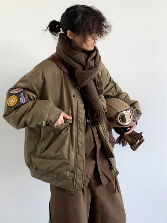 Chaqueta Piloto Acolchada Suelta Estilo Retro para Hombre - Image 2