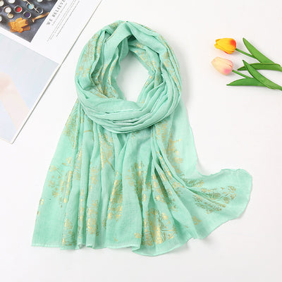 Pañuelo de Algodón Estampado Floral Vintage con Efecto Bronce - Image 10