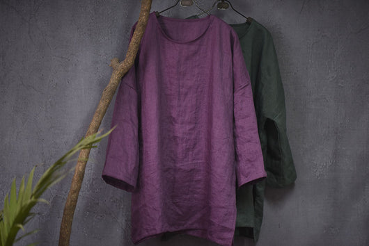 Sudadera Retro de Algodón y Lino con Abertura Lateral - Manga Larga Primavera Otoño - Image 24