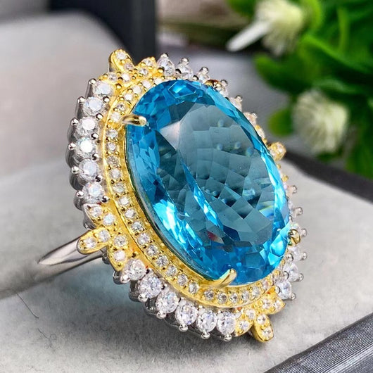 Anillo de Topacio Azul Natural con Plata S925 - Diseño Minimalista para Mujer - Image 10