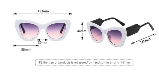 Pink cat-eye sunglasses with green temples and brown to pink gradient lenses on a white background. - Image 15