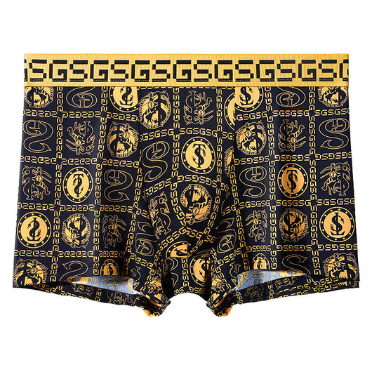 Calzoncillos Cortos Hombre Verano Seda Helada Transpirable Estampado Retro Antibacteriano - Image 5