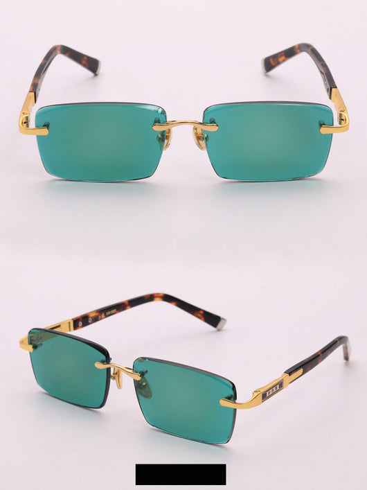 Gafas de Sol Verde Oscuro sin Marco con Detalles Elegantes - Image 15