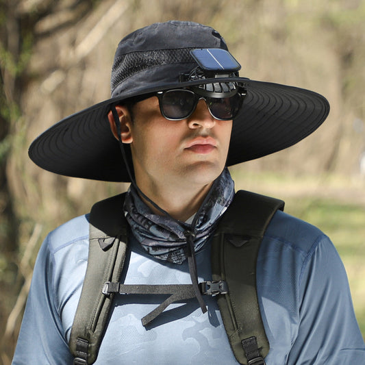 Gorro Ventilador Solar con Ala Ancha Recargable