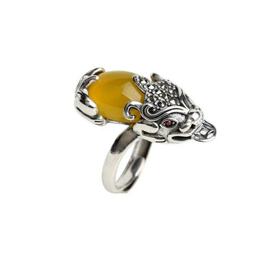 Anillo Vintage Granate Rojo en Ágata Calcedonia para Hombre y Mujer - Image 3
