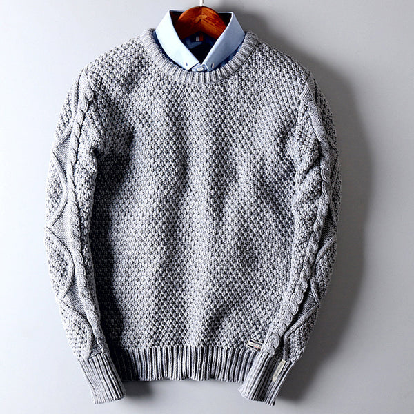 Suéter Cuello Redondo Tejido Retorcido para Hombre - Prenda Base Térmica