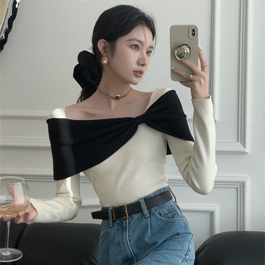 Blusa Hombro Descubierto con Detalles en Contraste