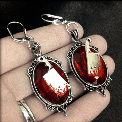 Aretes Hacha Sangriente Gótica - Adorno Halloween