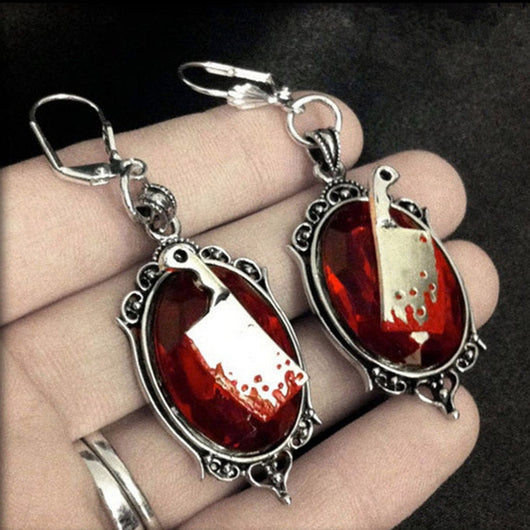 Aretes Hacha Sangriente Gótica - Adorno Halloween