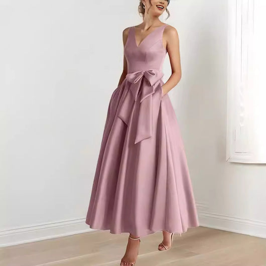 Vestido Escote V Realzador de Silueta para Fiestas y Uso Diario - Image 17