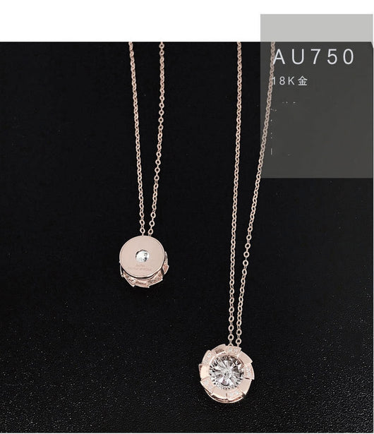Collar Corazón Pulsante en Oro Rosa con Diamante - Image 5