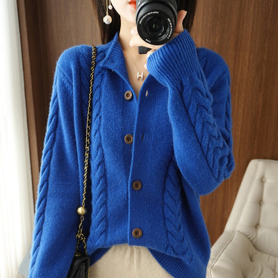 Cardigan Tejido Grueso con Solapa Suelta y Textura Retorcida - Image 3
