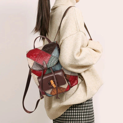 Mochila de Cuero para Viajes con Cordón Ajustable