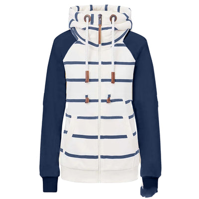 Sudadera con Capucha a Rayas y Cierre Frontal para Mujer - Image 6