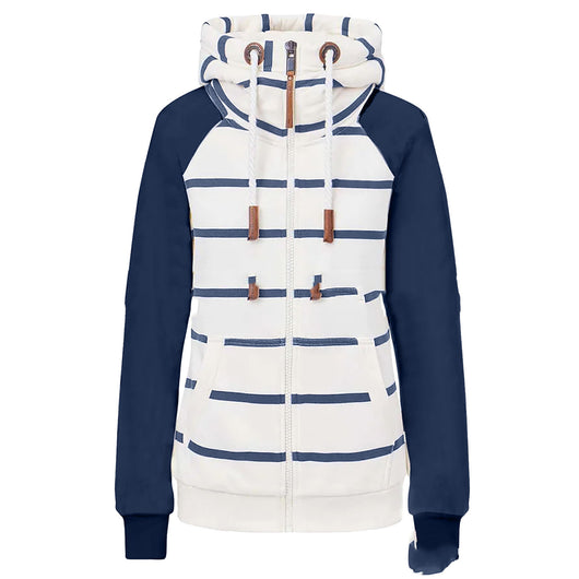 Sudadera con Capucha a Rayas y Cierre Frontal para Mujer - Image 6