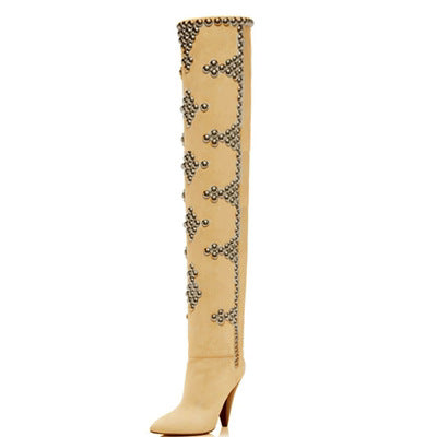 Botas Over the Knee con Tacón Cuña y Punta Studs - Image 13