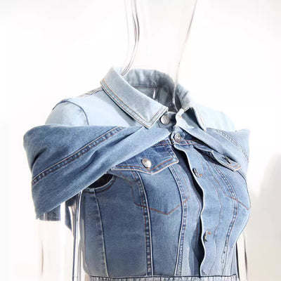Camisa Denim Ajustada Efecto Reductor con Diseño Moderno - Image 4