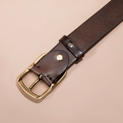 Cinturón de Cuero Genuino para Hombre con Hebilla Retro Latón - Image 4