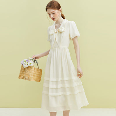 Vestido Femenino con Lazo de Cinta