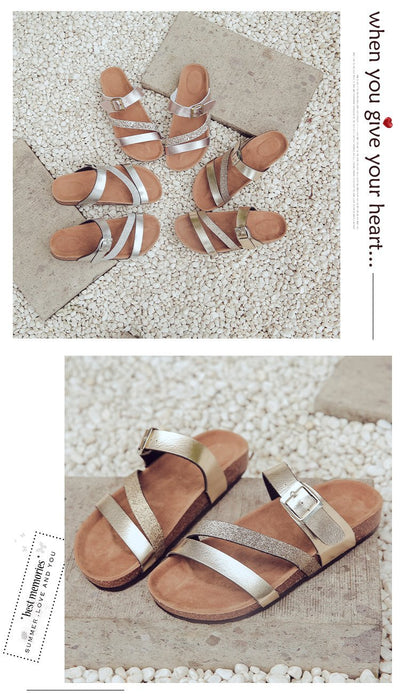 Pantuflas de Corcho Playa Mujer Cómodo Tacón Bajo - Image 10