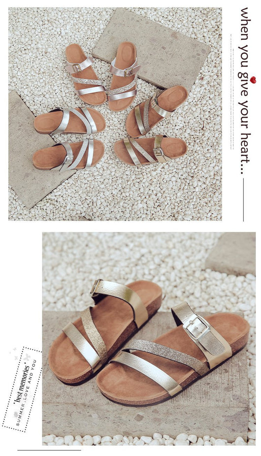 Pantuflas de Corcho Playa Mujer Cómodo Tacón Bajo - Image 10
