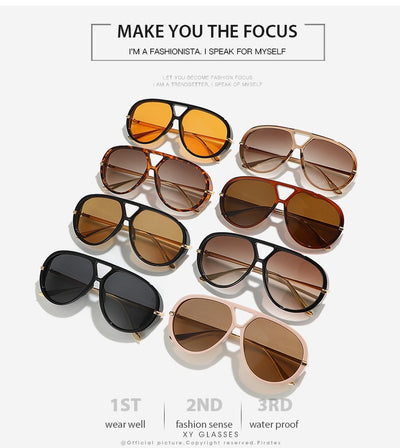 Retro aviator sunglasses with bright black frames, vibrant orange lenses, and sleek gold-colored metal temples. - Image 18