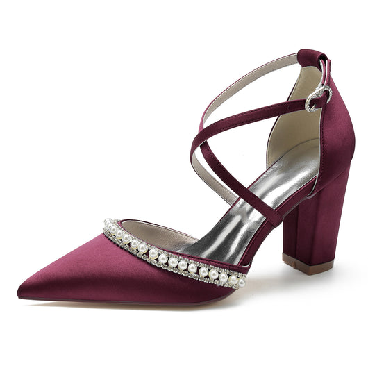 Zapatos de Tacón Cuadrado con Punta Afilada y Cristales Brillantes - Image 43