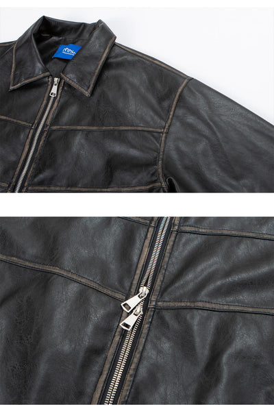 Chaqueta de Cuero PU con Solapa para Motociclista - Image 13