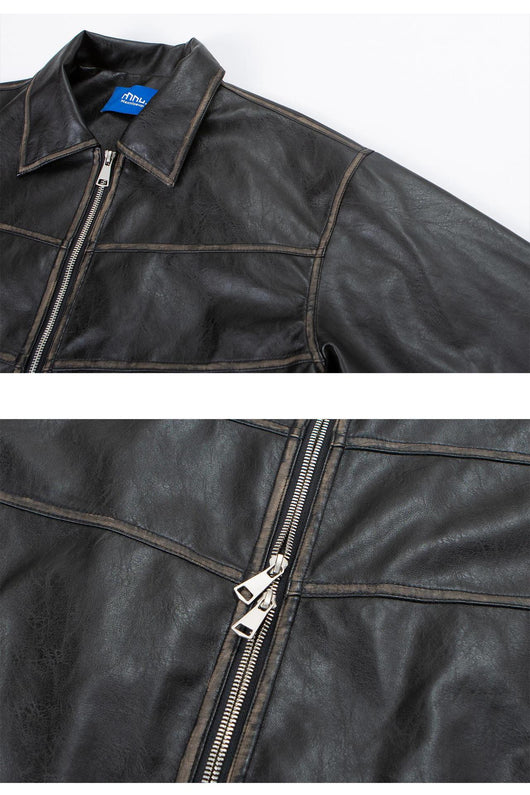 Chaqueta de Cuero PU con Solapa para Motociclista - Image 13