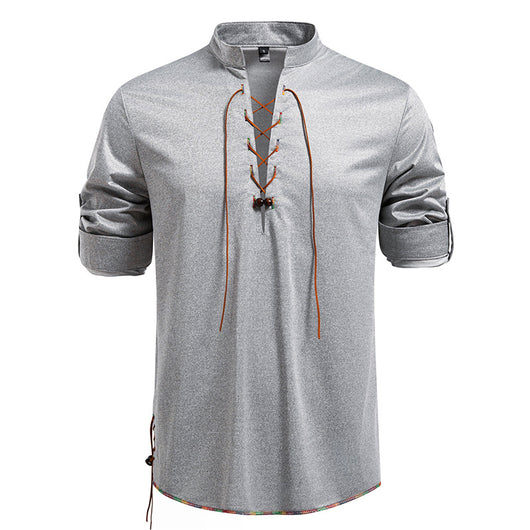 Camiseta Manga Larga con Cuello Alzado y Cordones para Hombre - Image 6