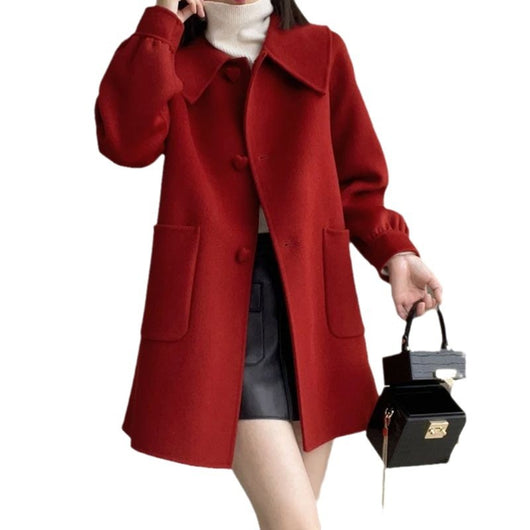 Abrigo de Lana Casual Elegante con Cuello Muñeca para Mujer - Image 5