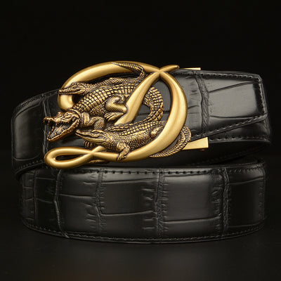 Cinturón de Cuero Genuino para Hombre con Hebilla Cocodrilo Automática - Image 20