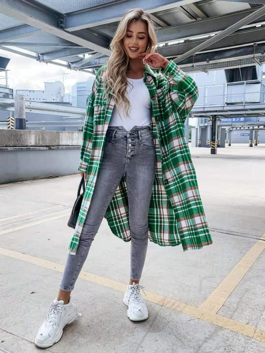 Camisa Cuadriculada Oversized de Largo Extendido