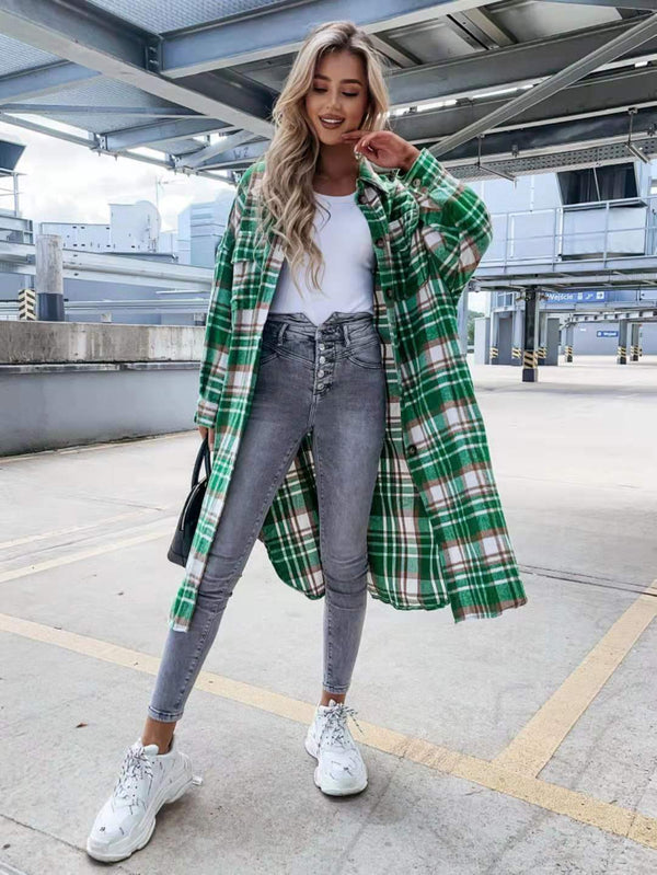 Camisa Cuadriculada Oversized de Largo Extendido