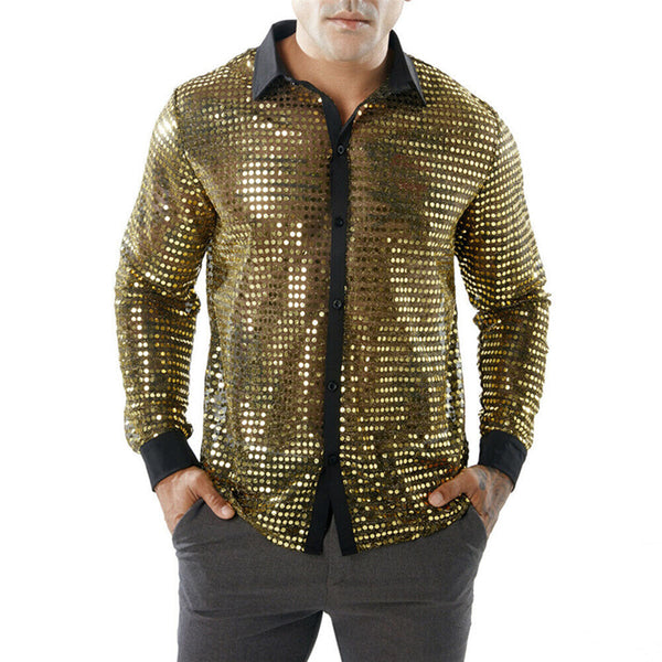 Camisa Manga Larga con Estampado de Lunares para Hombre