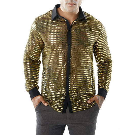 Camisa Manga Larga con Estampado de Lunares para Hombre