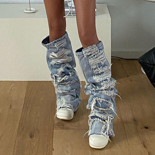 Calentador de Piernas Denim Rotos con Diseño de Personalidad para Mujer - Image 17