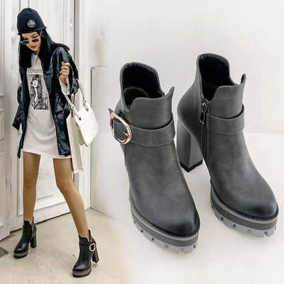 Botas Cortas Impermeables con Plataforma y Tacón Alto para Mujer - Image 20