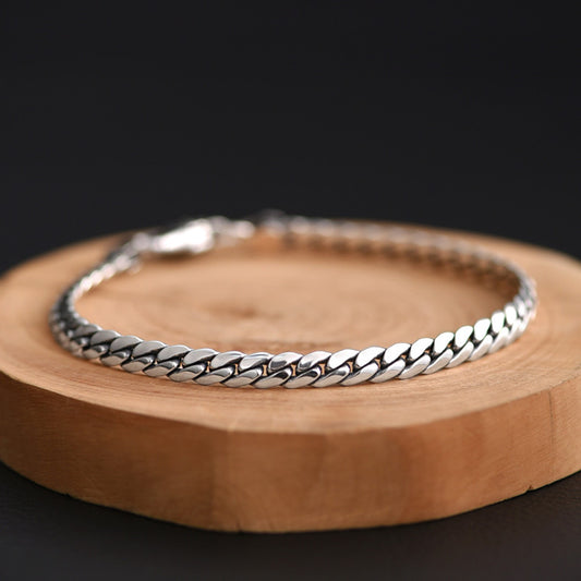 Collar y Pulsera de Plata S925 Diseño Serpiente Eslabón Plano Brillante - Image 2