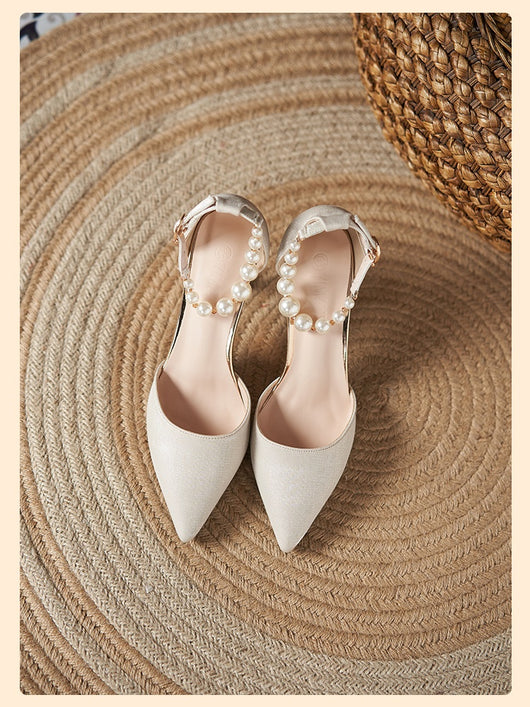Sandalias de Perla con Tacón Stiletto para Mujer - Talla Pequeña - Image 25