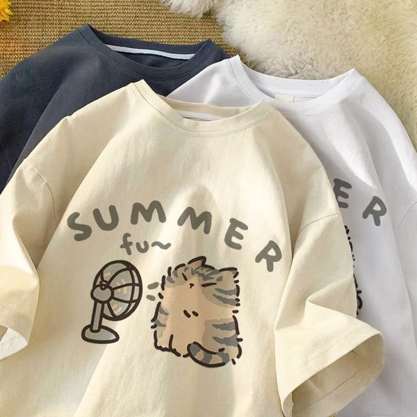 Playera Unisex de Algodón Puro con Estampado de Gatito