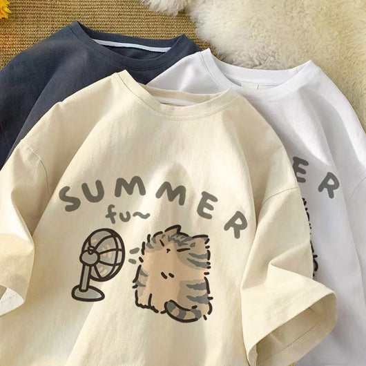 Playera Unisex de Algodón Puro con Estampado de Gatito